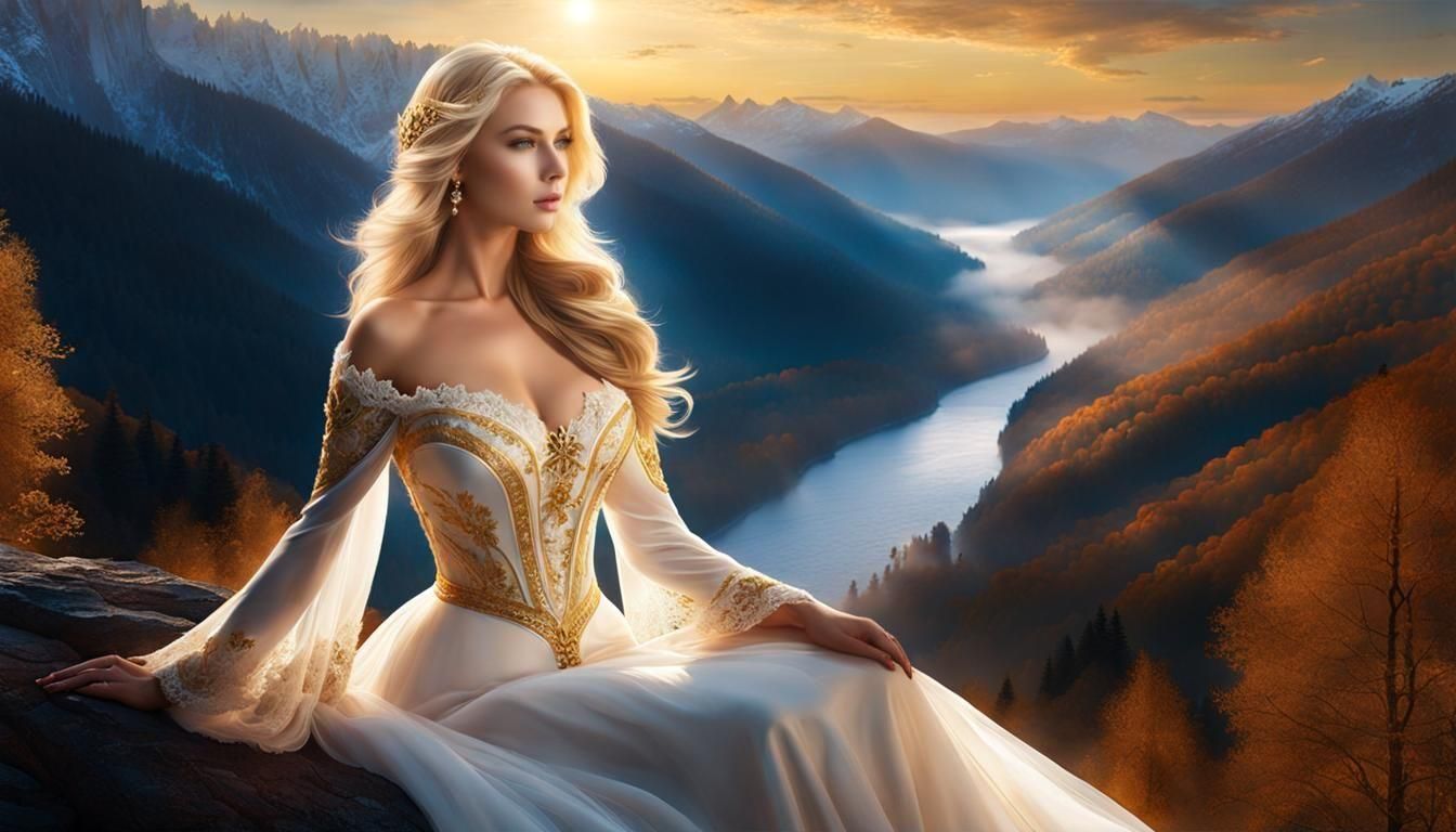 Winter Princess in Forest, Photorealistic Digital Art