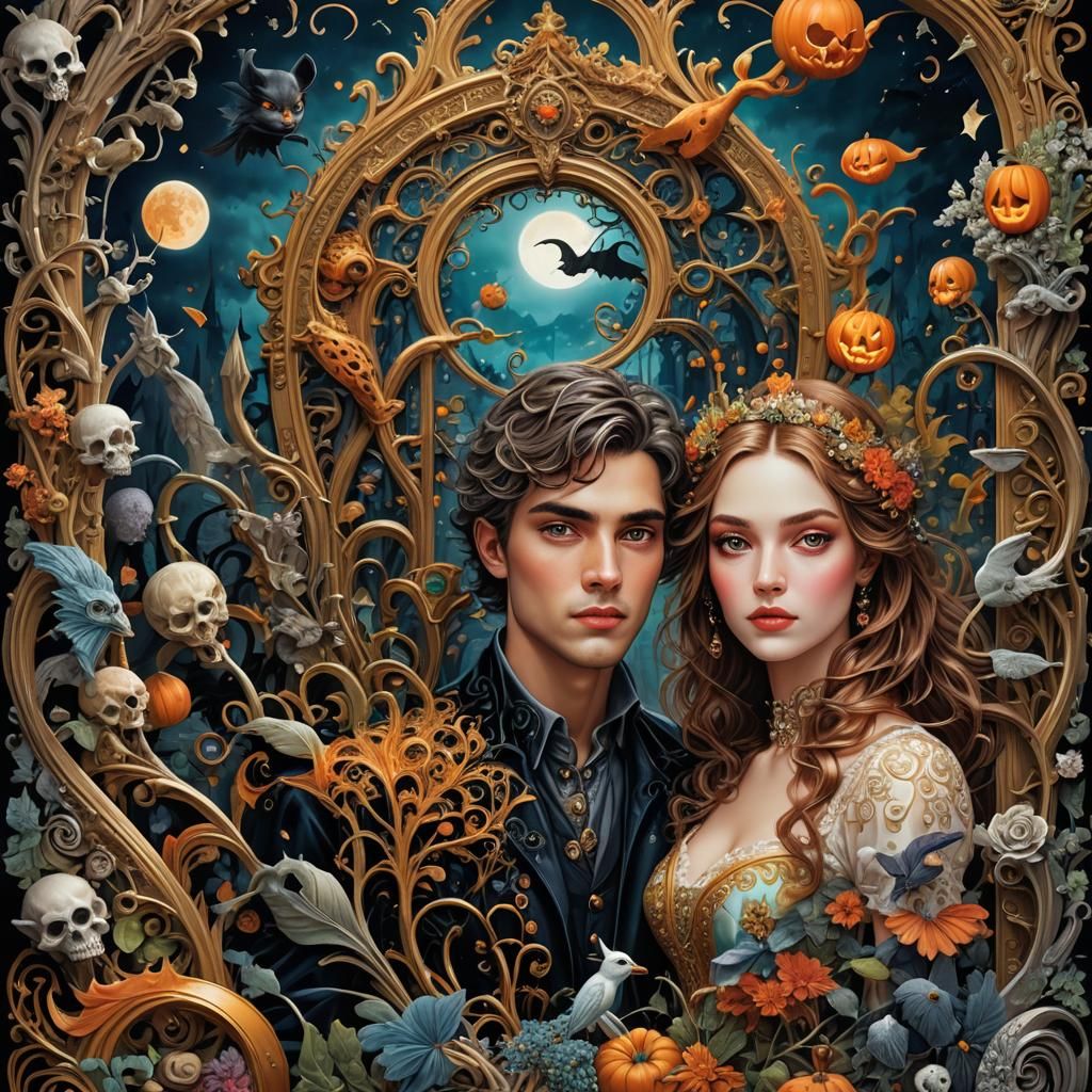 Romantic Fairytale Couple Portrait in Ornate Style
