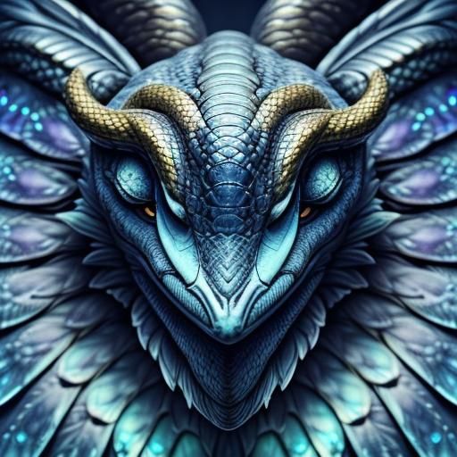 Snake-Swan Chimera Hybrid in Iridescent Digital Art