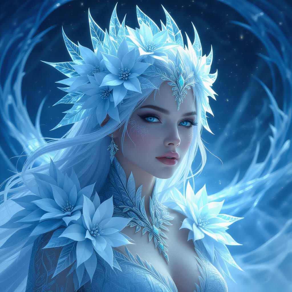 Ethereal Ice Goddess in Dark Fantasy Concept Art