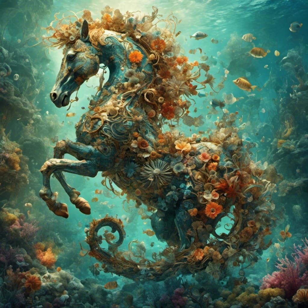 Hyperreal Seahorse Portrait