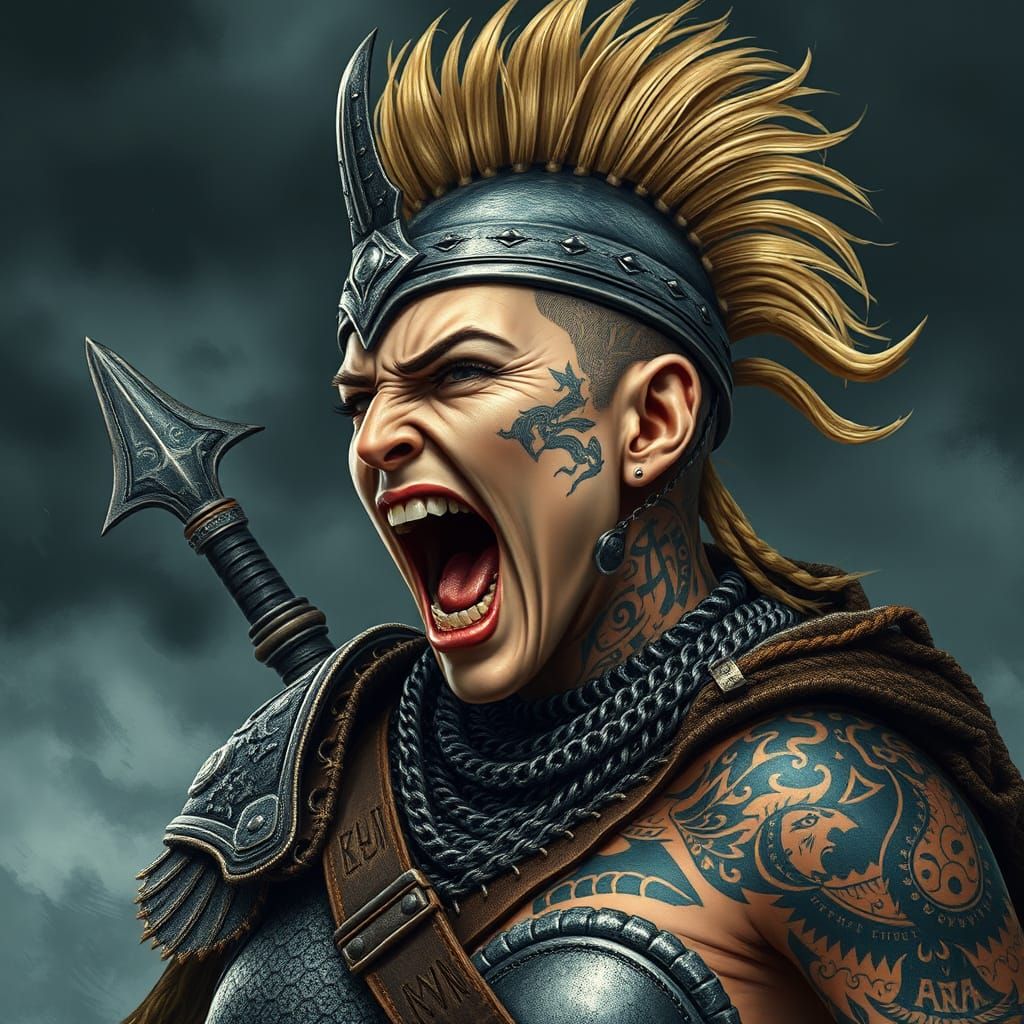 Fierce Viking Warrior Goddess in Hyper-Realistic Armor