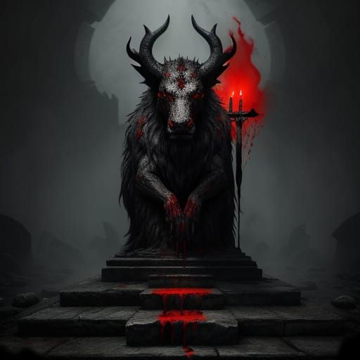 Dark Fantasy Cult Sacrifice: Ritualistic Blood Altar
