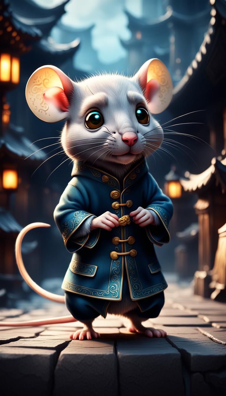 Cute Chinese Zodiac Rat Poster Illustration