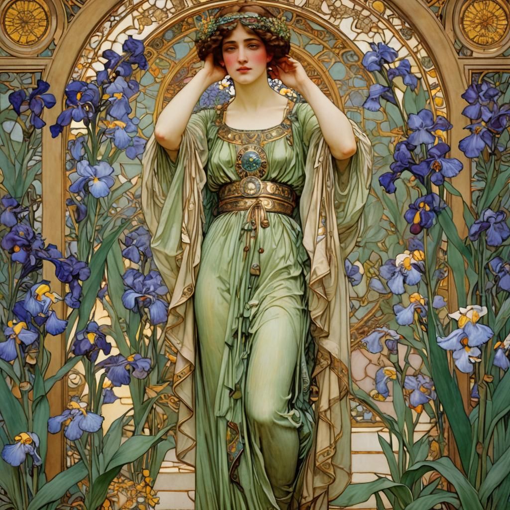 Sumptuous Irises in Art Nouveau Style