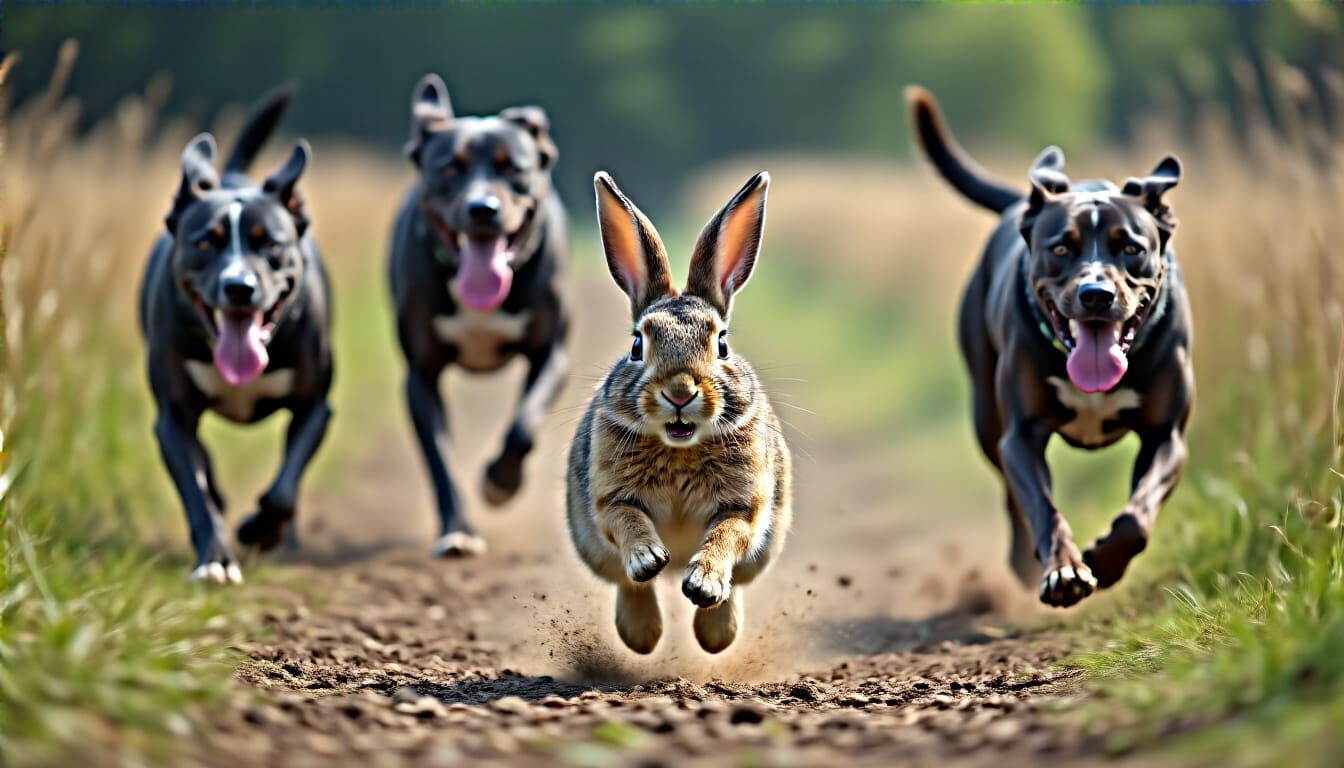 Bunny's Desperate Sprint from Pursuing Dogs