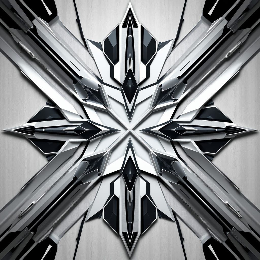 Sleek Futuristic Pattern in Metallic Hues with Geometric Pre...