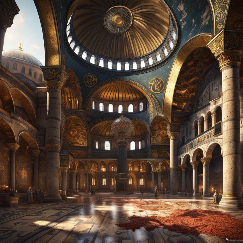 Hagia Sophia in Byzantine Constantinople: Detailed Matte Pai...