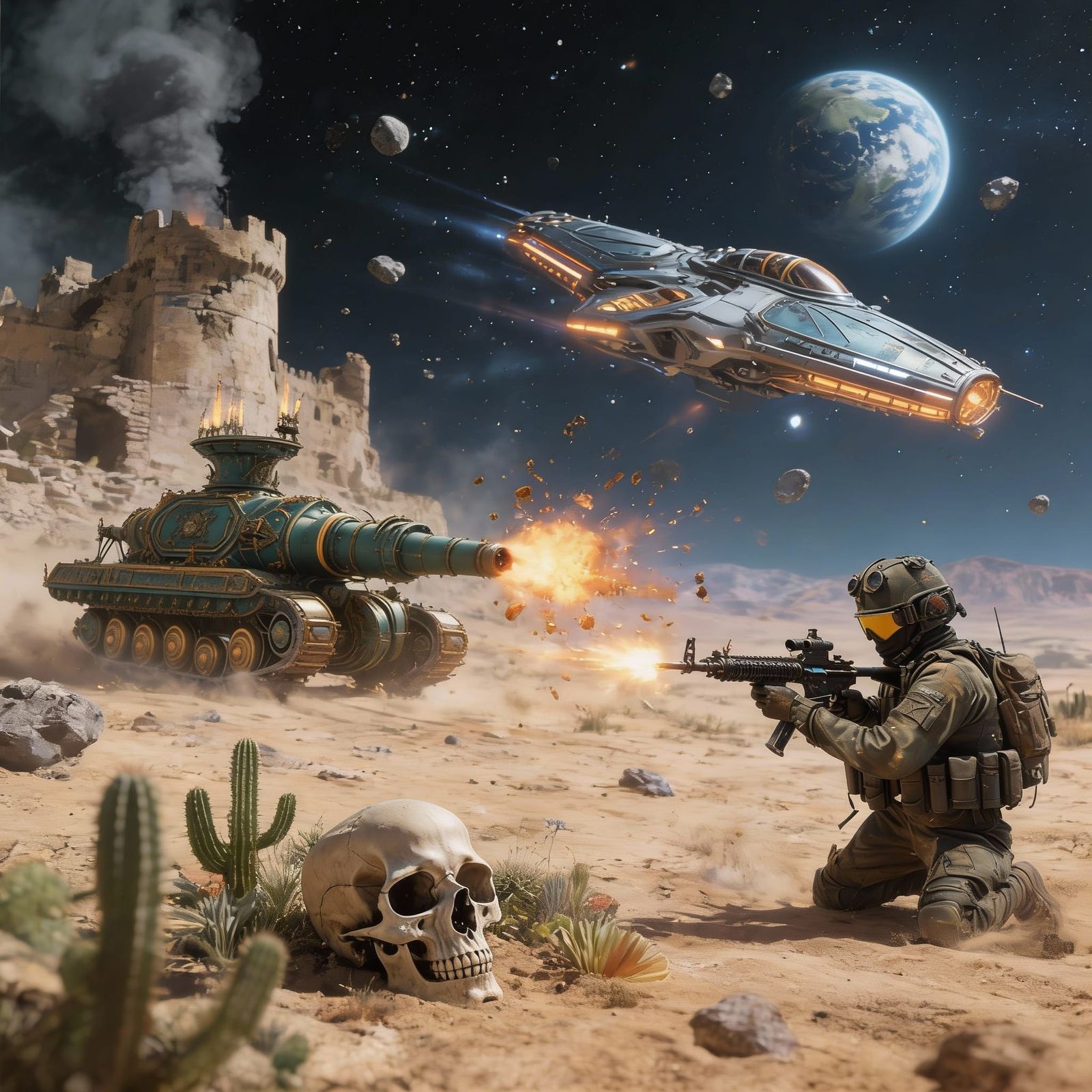 Futuristic Sci-Fi Warfare Scene