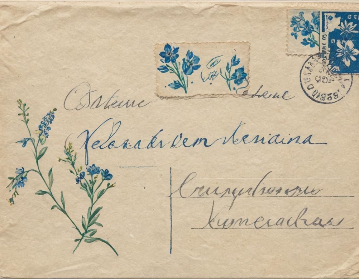 Vintage Postcard with Stamps and Floral Accents