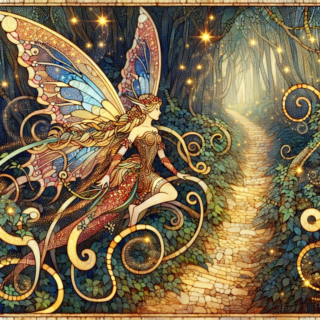 Encaustic Painting of a Middle-Eastern Woodland Fairy