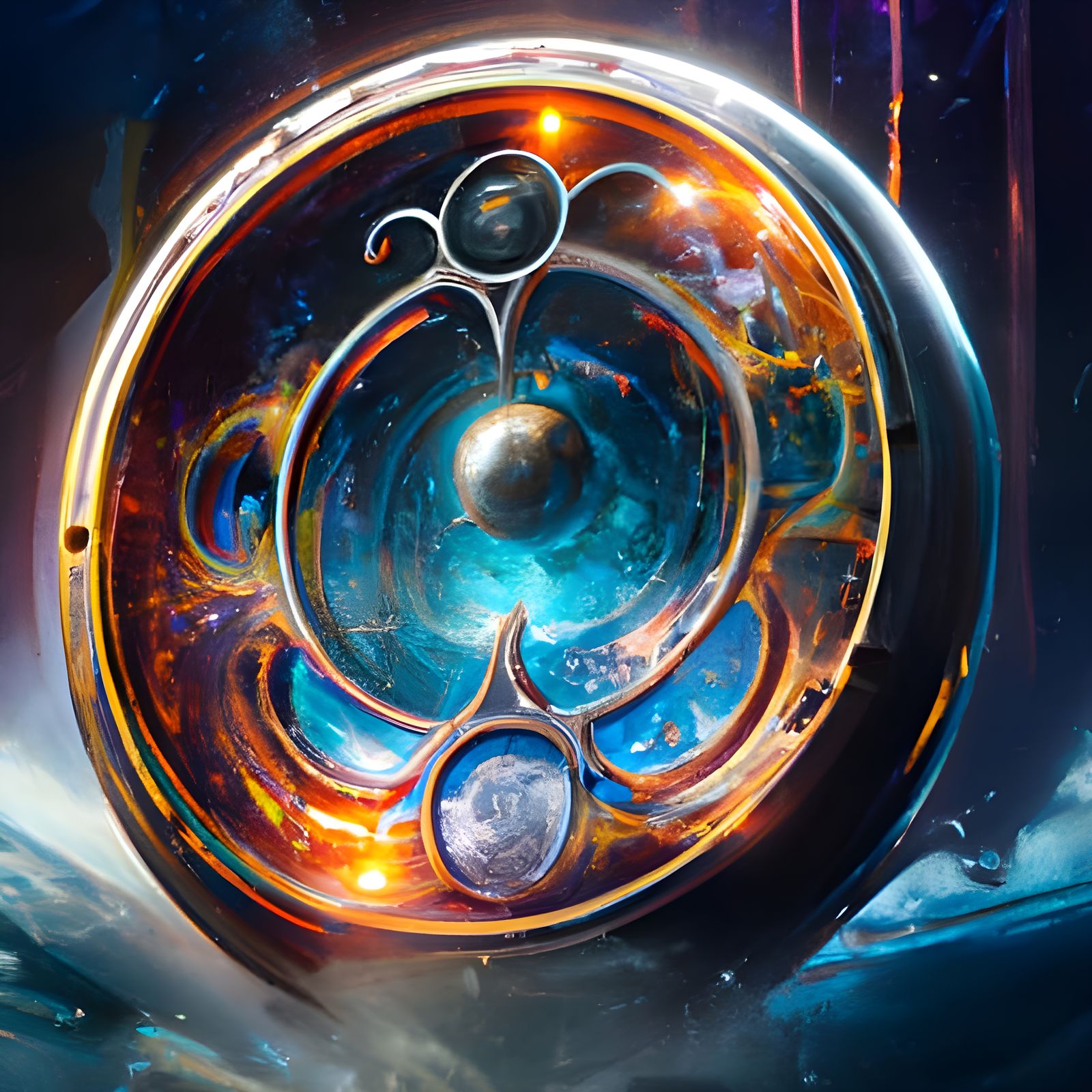 Glass Clock in Space: Fantasy Concept Art