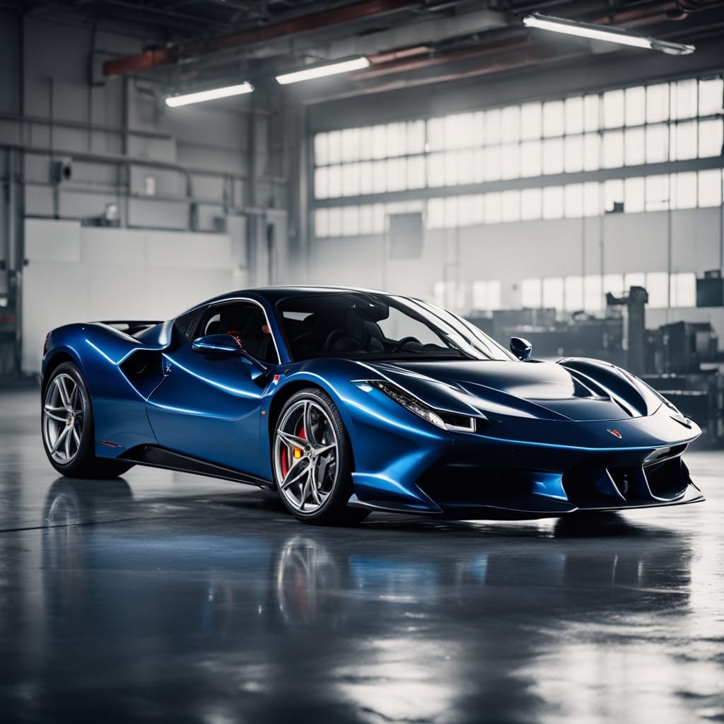 Metallic Sapphire Blue Ferrari SF90 Stradale in Studio