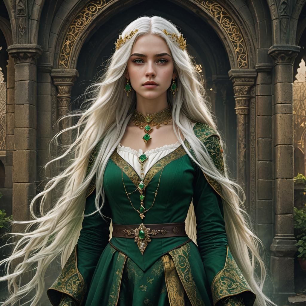 Medieval Woman with Emeralds: Fantasy Concept Art