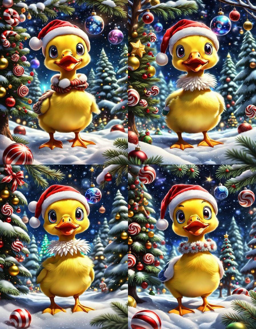 Adorable Christmas Duckling in a Magical Pokemon Forest
