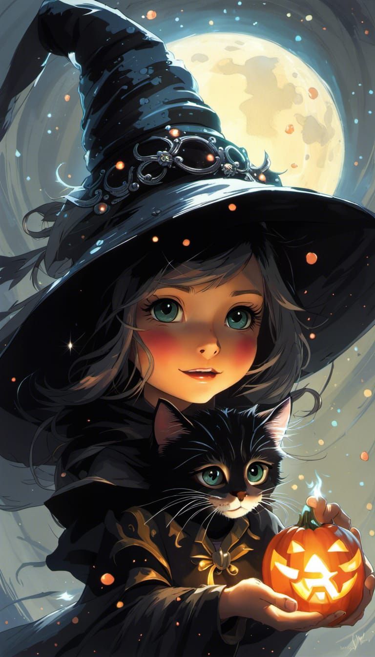 Halloween Kitten Emerges from Bioluminescent Portal