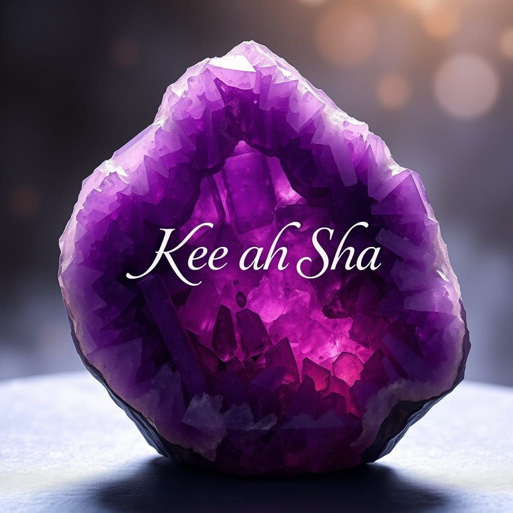 "A beautiful AMETHYST crystal inscribed with the words (KEE AH SHA) "