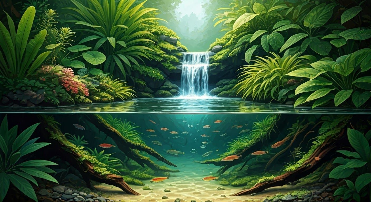 Tropical Paludarium Scene in Realistic Detail