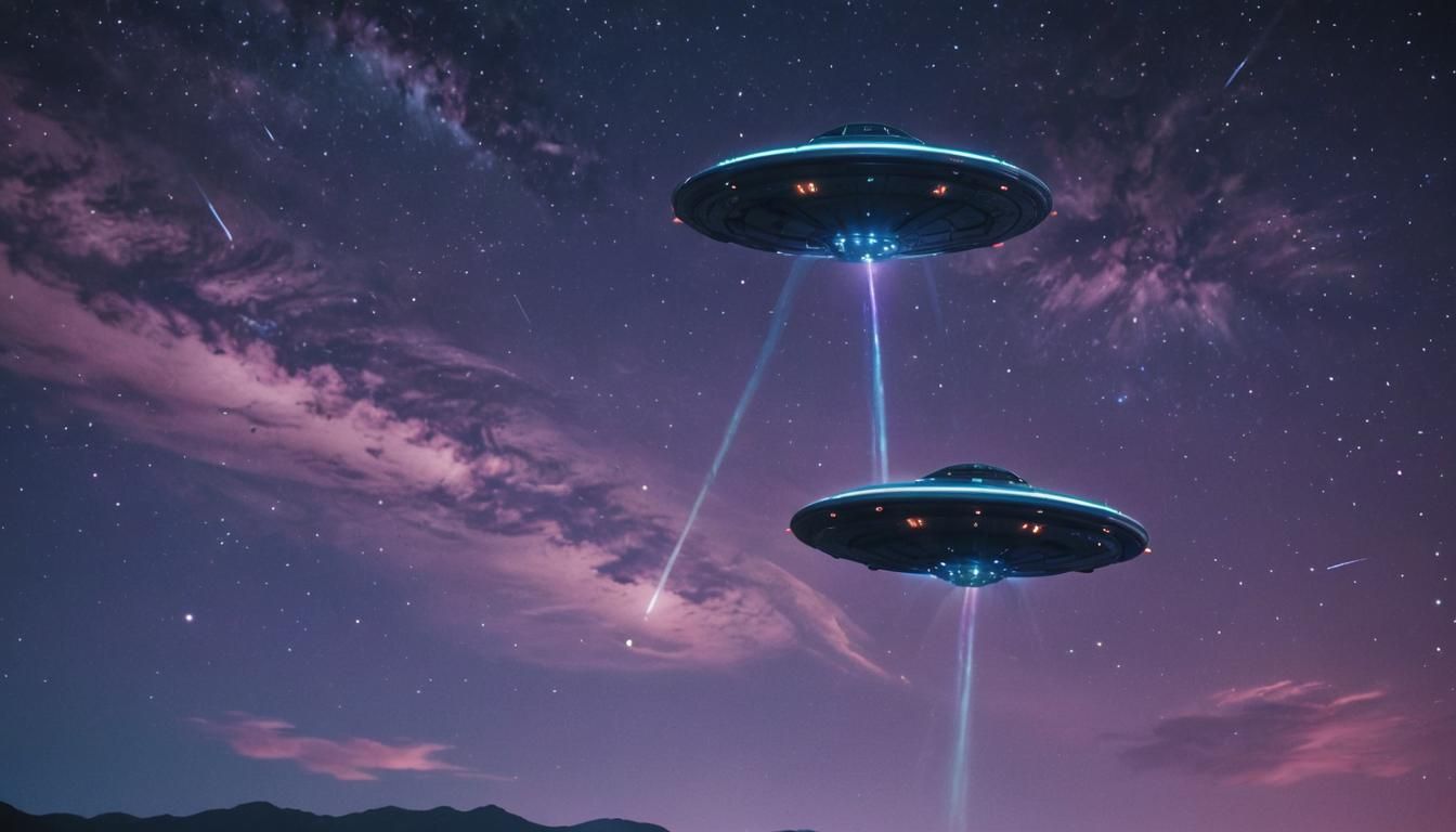 UFOs in Starry Sky: Cinematic Sci-Fi Concept Art
