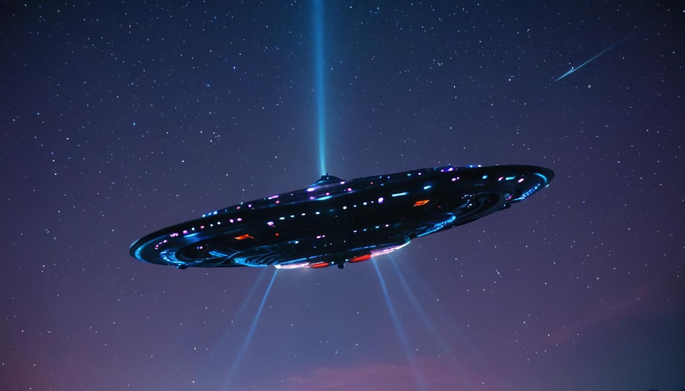 UFOs in Starry Sky: Cinematic Film Still