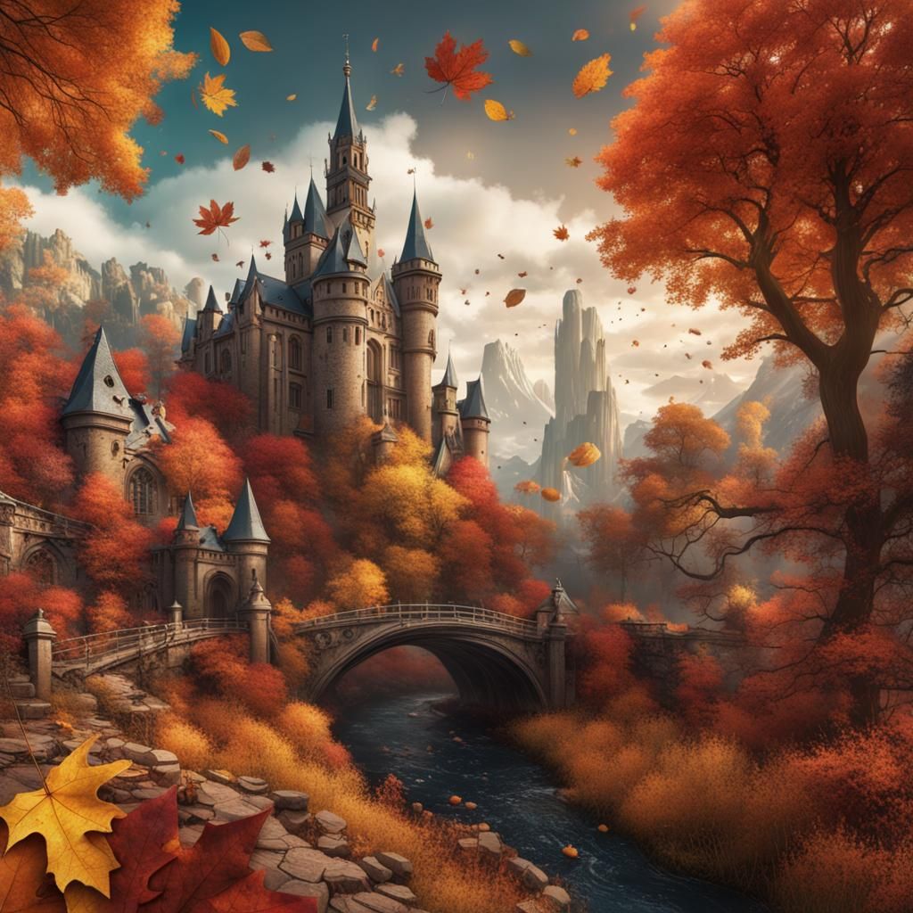 Autumn Scrapbook Collage in Detailed Matte Painting