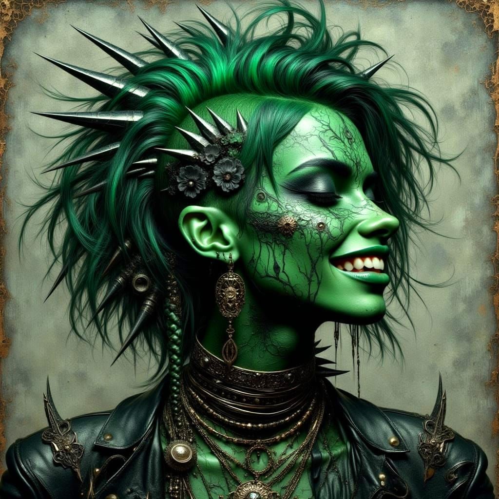 Goth Punk Alien Portrait in Renaissance Oil Style