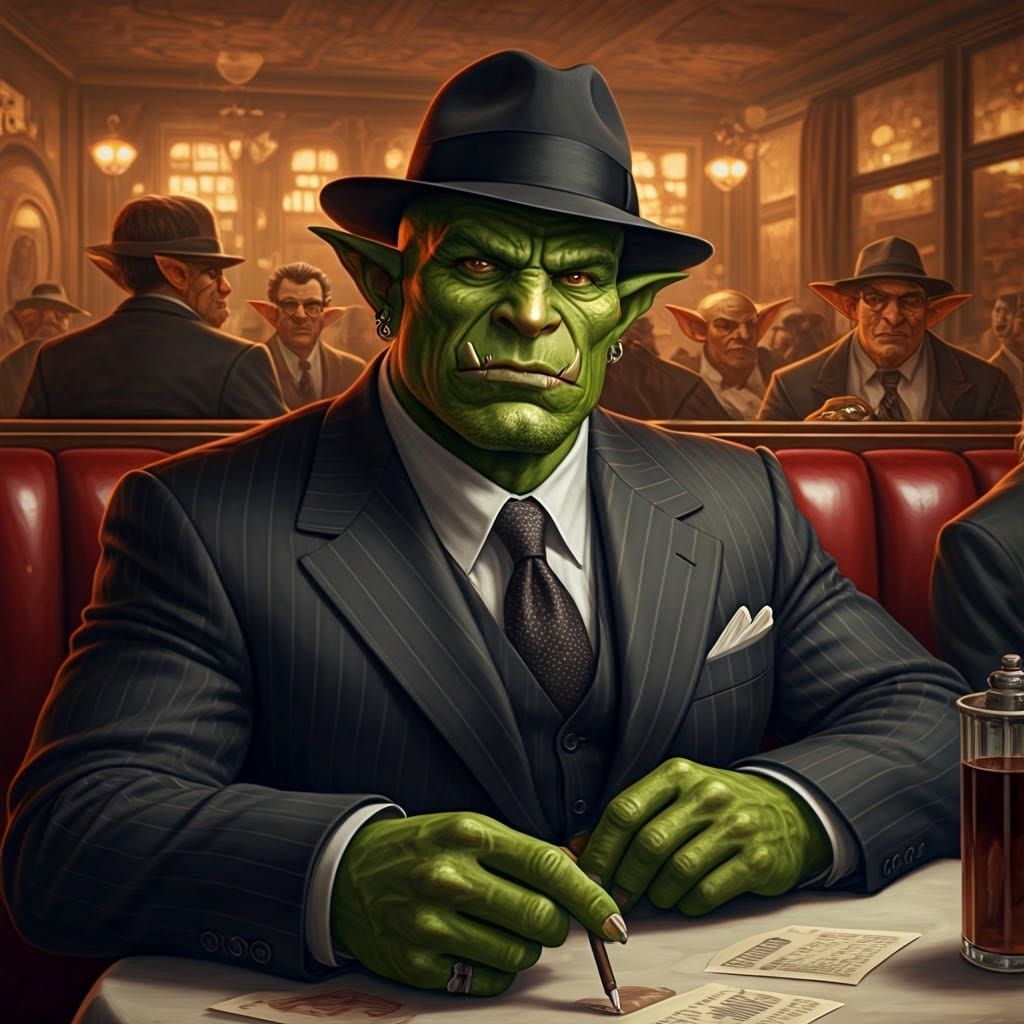 Ork Mob Boss in an Italian Restaurant