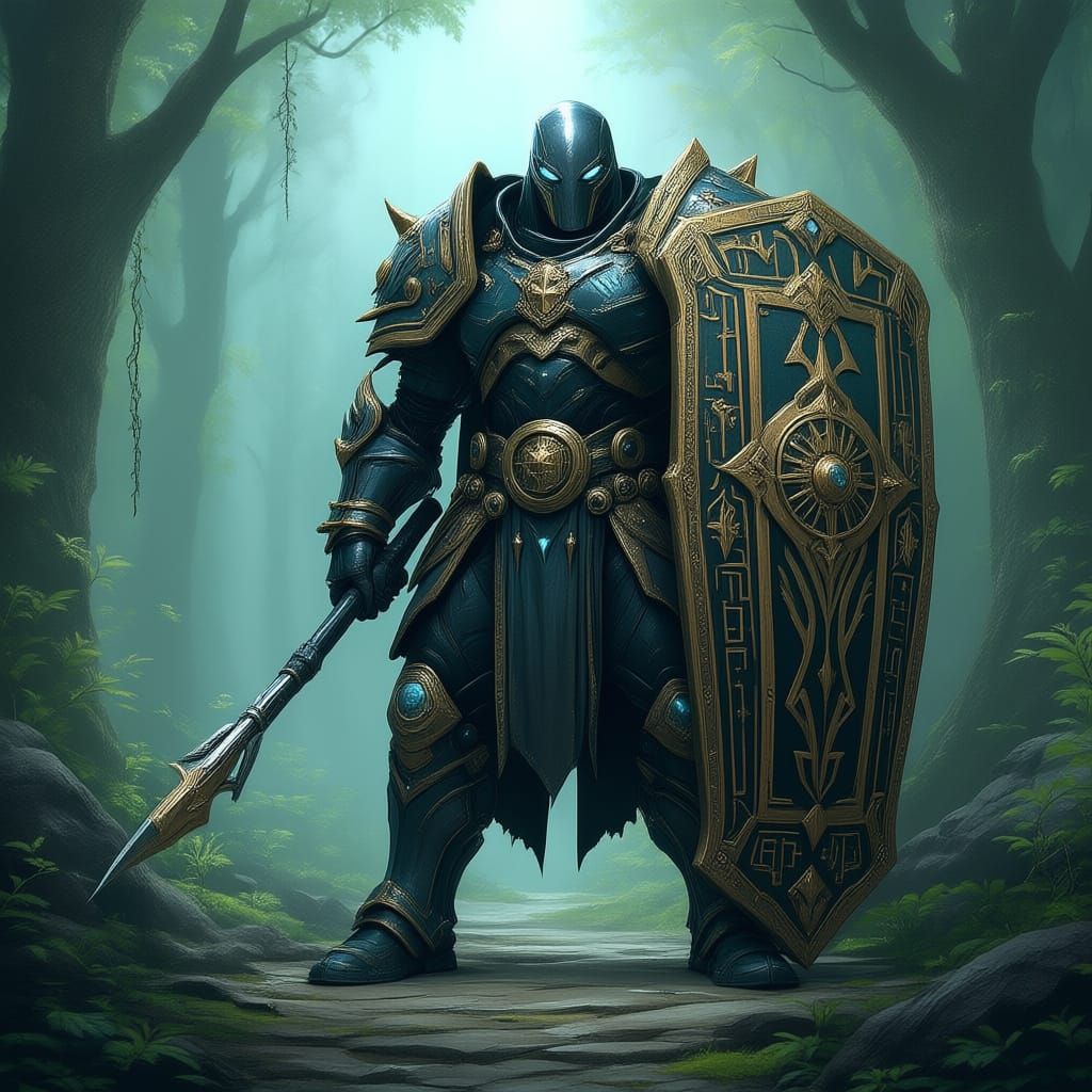 Warforged Guardian in Emerald Forest, Arcane Armor