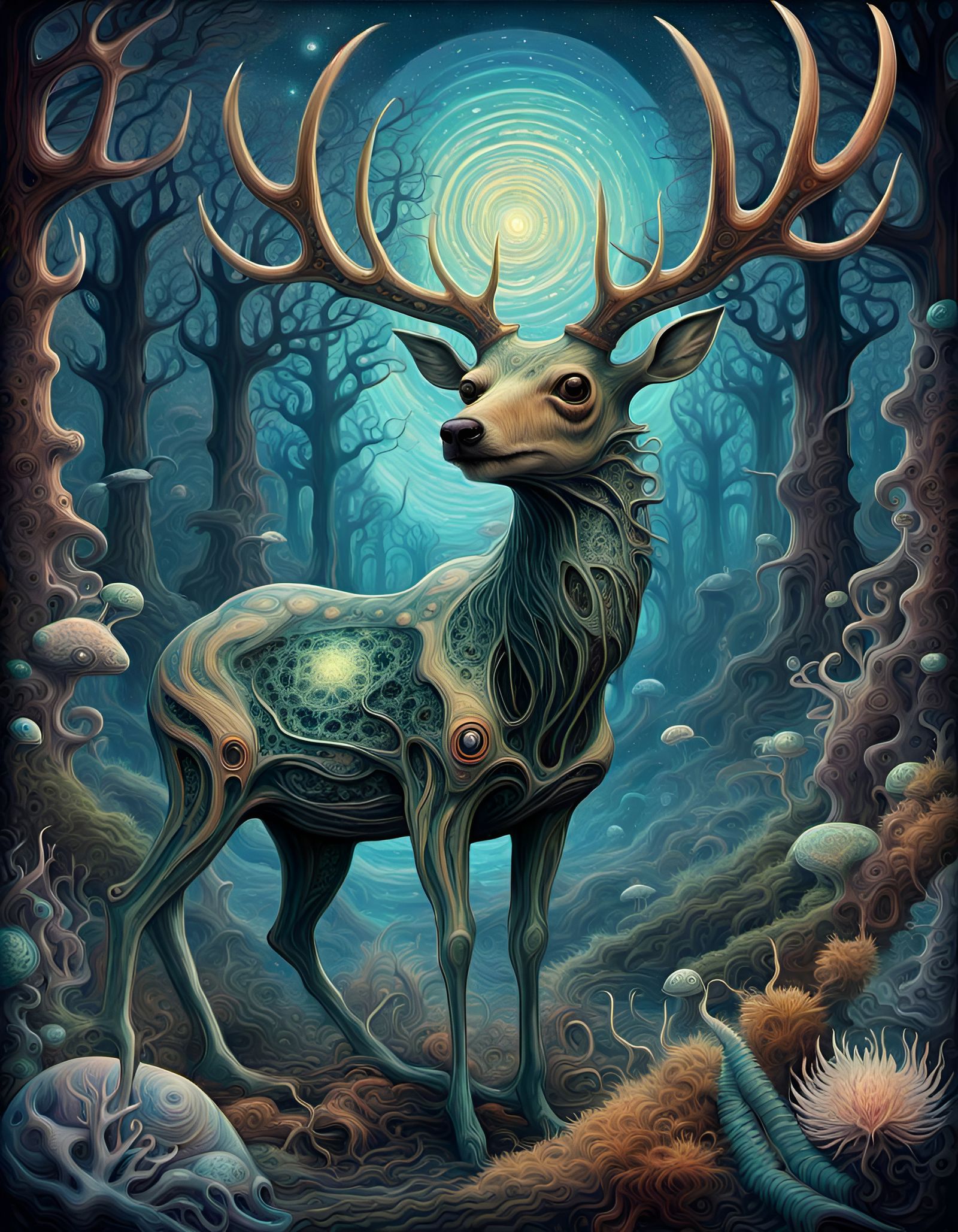 Alien Forest Landscape in Expressionist Style