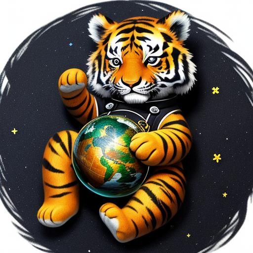 Cosmic Baby Tiger in Space