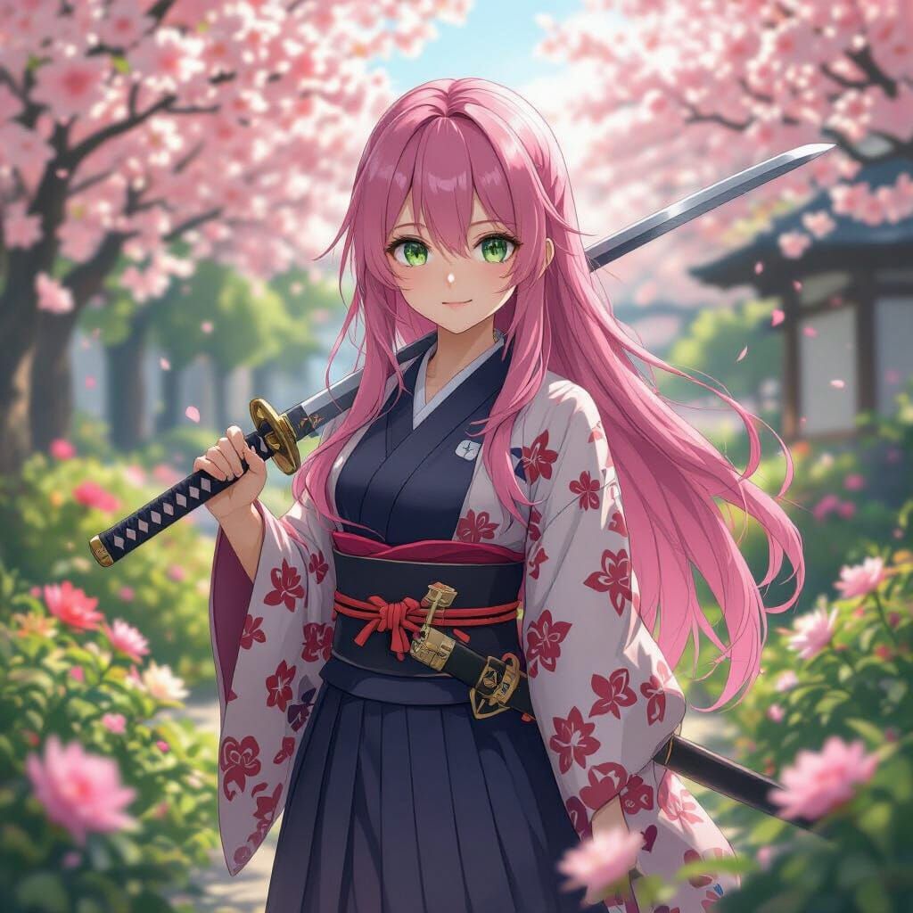 Anime Girl in Flower Breathing Stance