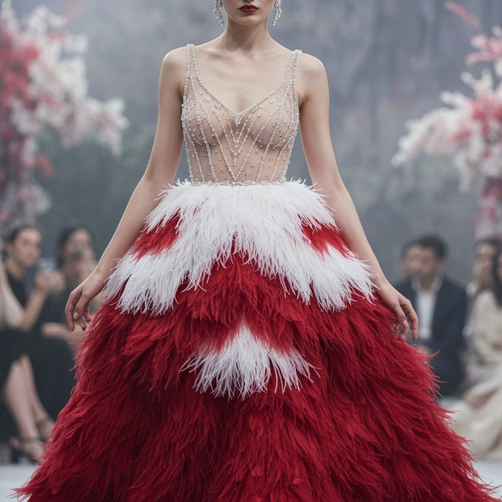 Ethereal Feather Gown in Erté Style