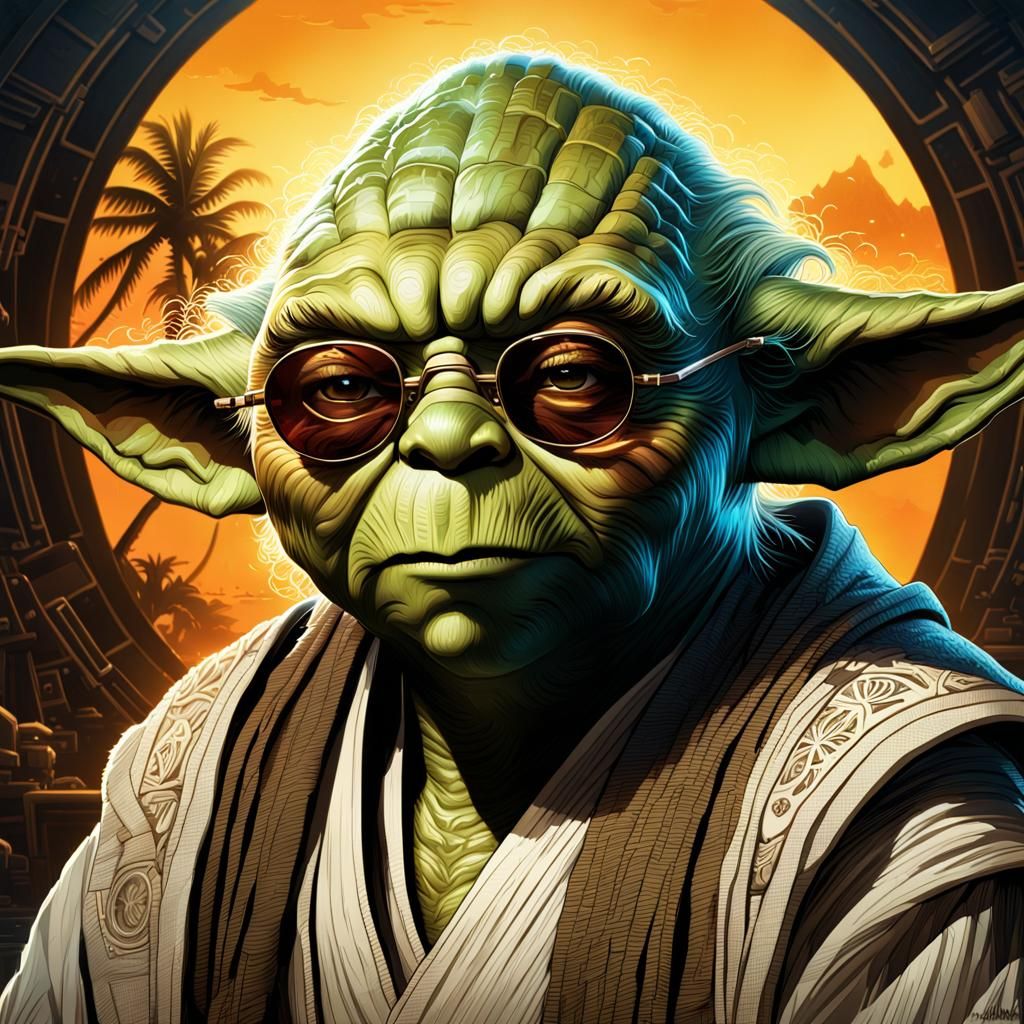 Yoda on Vacation: Digital Comic Book Art