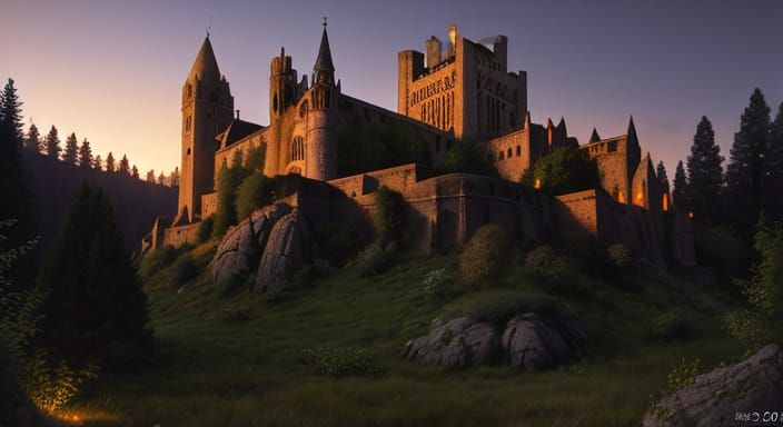 Romanesque Twilight Scene in Photorealistic Style