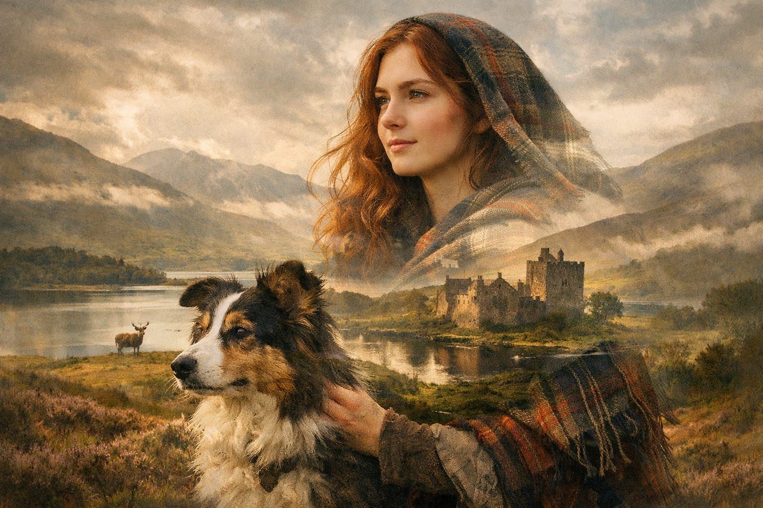 A Scottish Lass, with her Collie