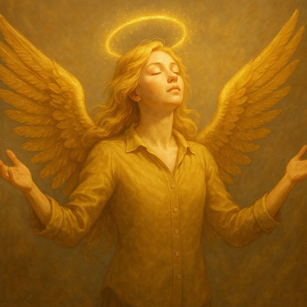 Angelic Woman with Golden Hair and Halo