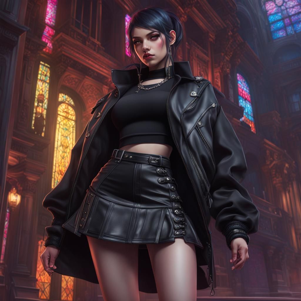 Goth Woman Full Body Portrait in 8K Resolution