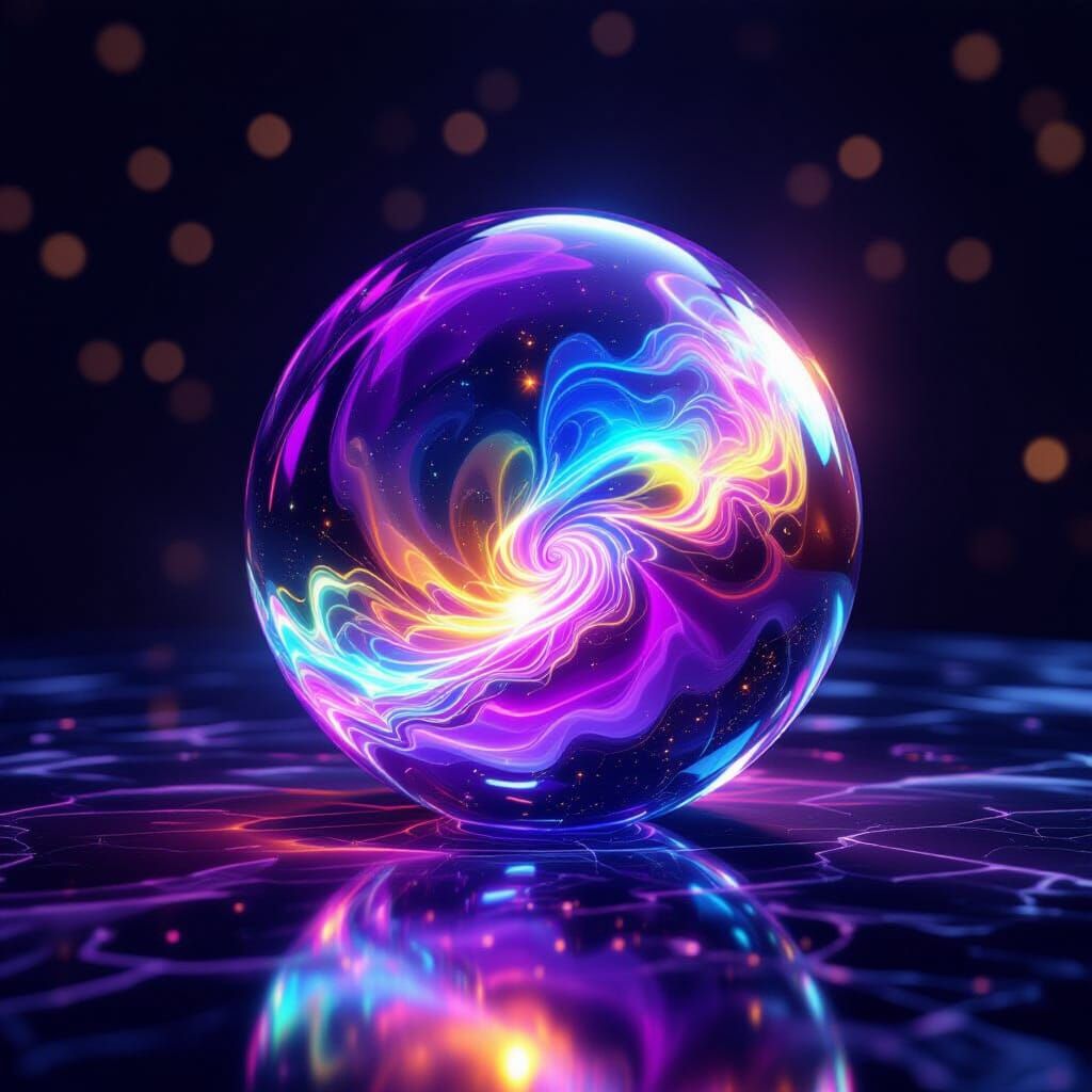 Purple Crystal Ball Spilling Rainbow Light