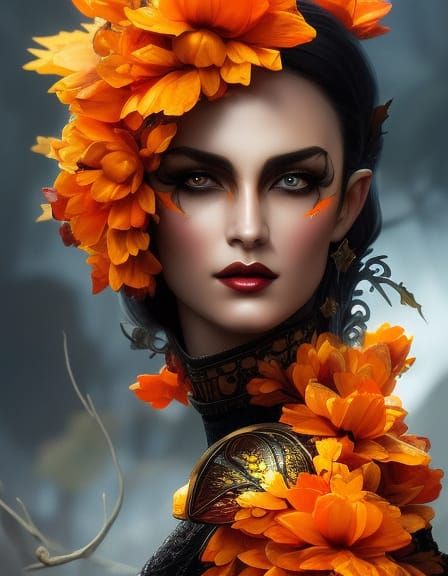 Autumn Elf Portrait with Tulip Crown
