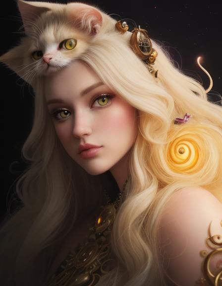 Kitty-Snail Hybrid in Whimsical Candy Art Style