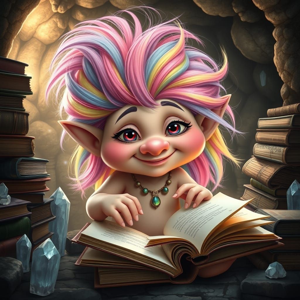 Charming Troll in Crystal Cavern Library