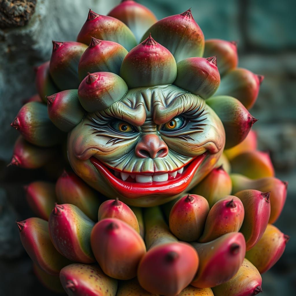 Vibrant Succulent Scene in Whimsical Style