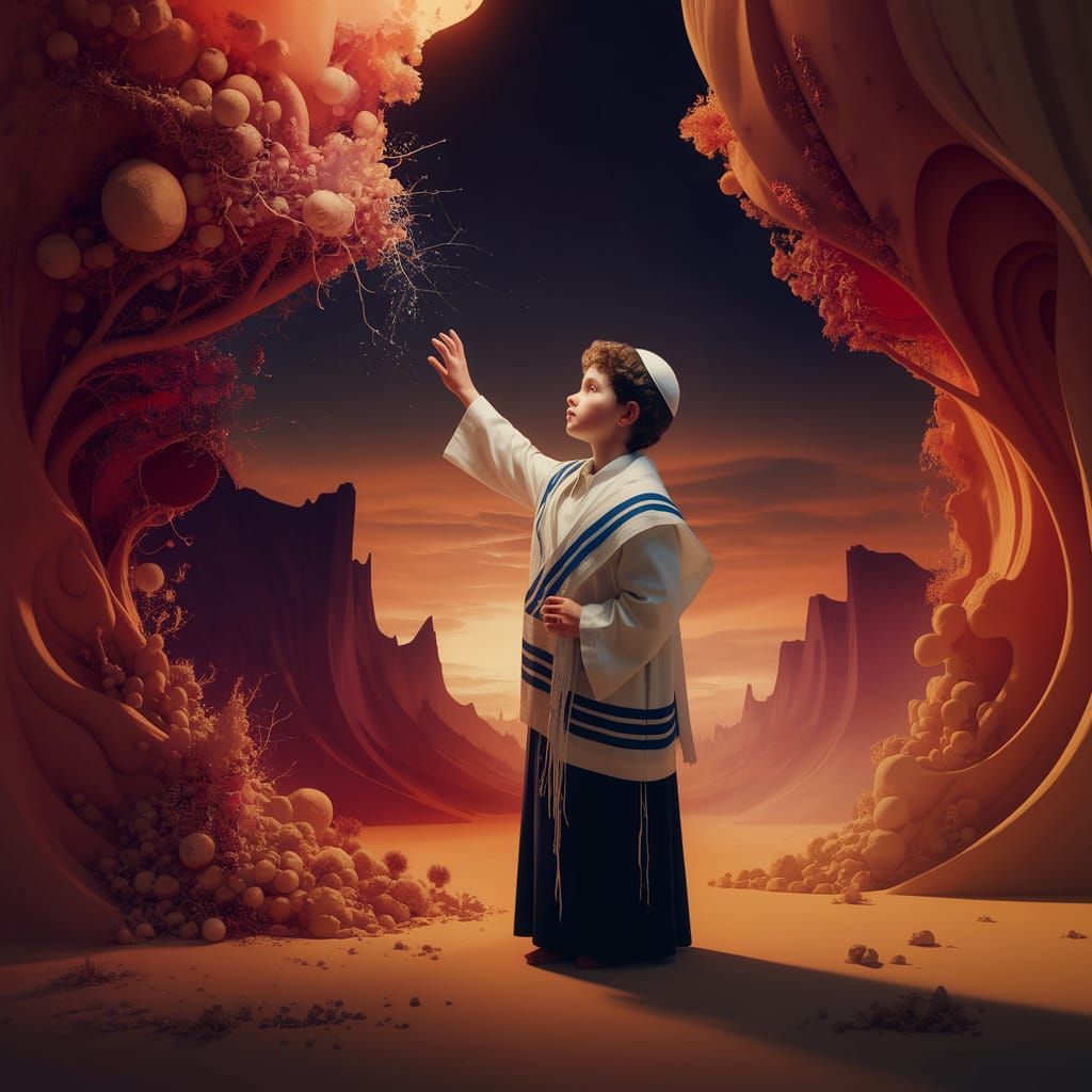 Surrealistic Jewish Boy Reaches for the Infinite