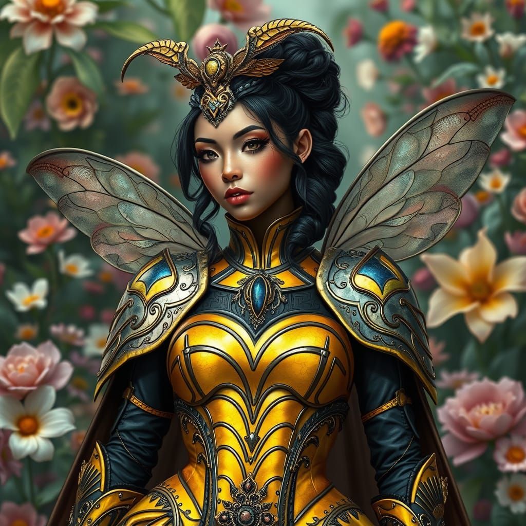 Iridescent Fae Queen in Floral Setting