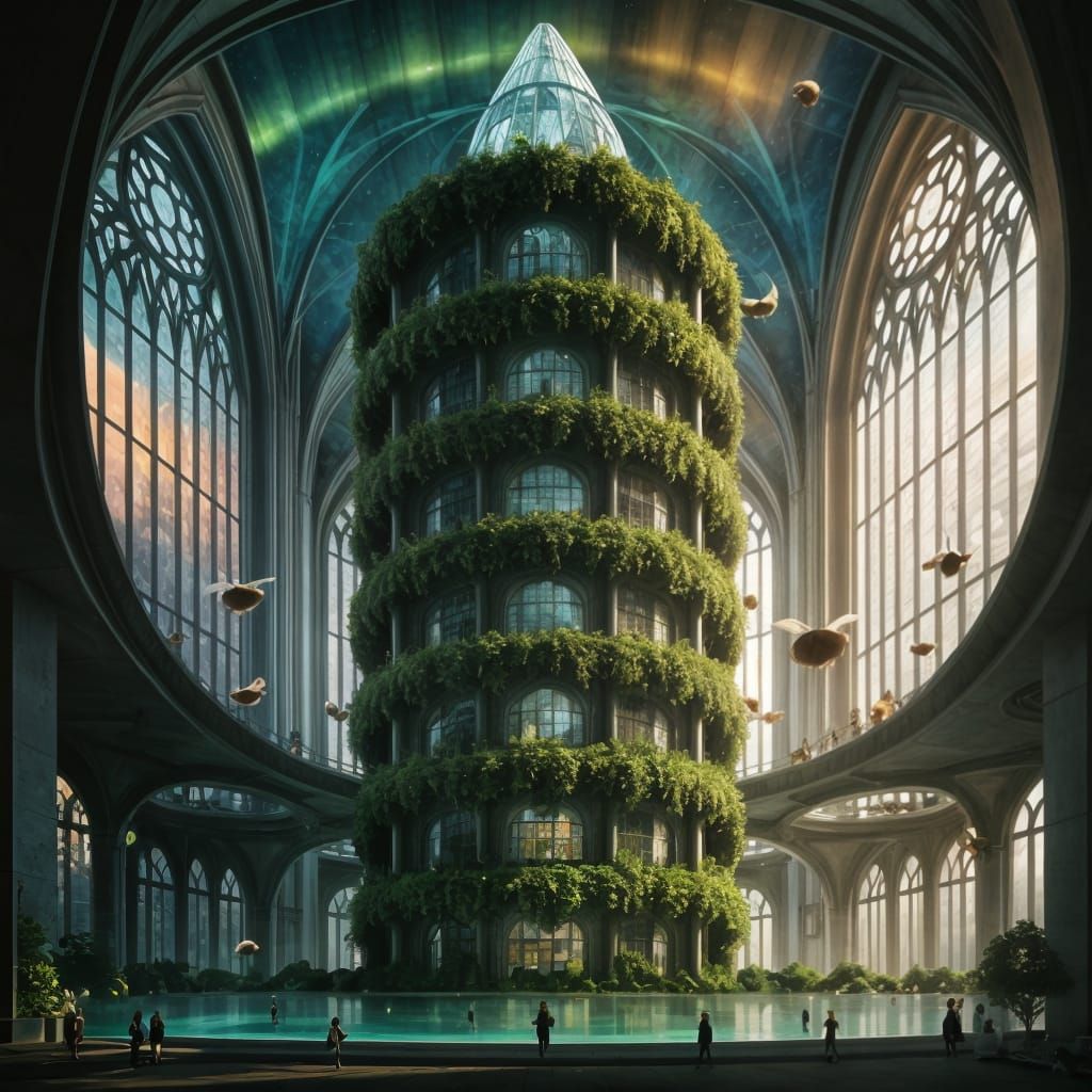 Gothic Eco-Spire Transforms Smog into Oxygen and Biofuel