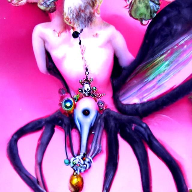 Nude Fairy with Octopus Tentacles and Necklace