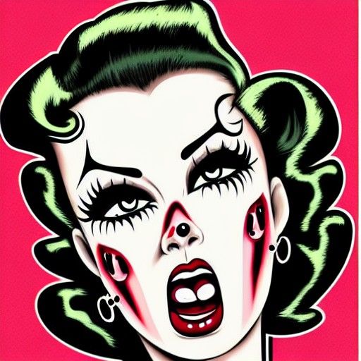 Zombie Pinup Girl in Rockabilly Lowbrow Style