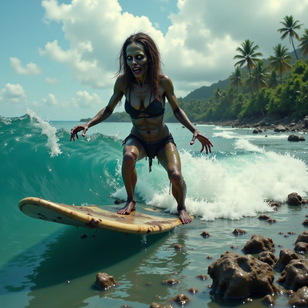 Zombie Surfer Girl Shreds Waves in Hawaii