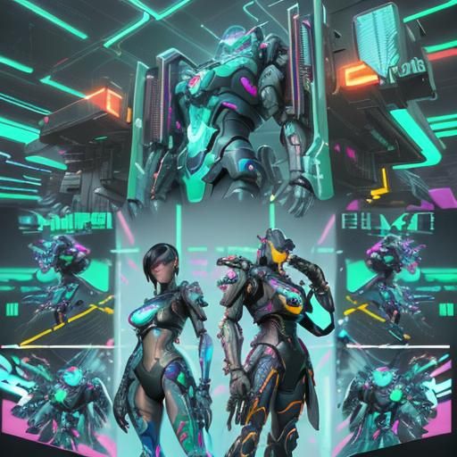 Nintendo Switch Girl in Cyberpunk Anime Style