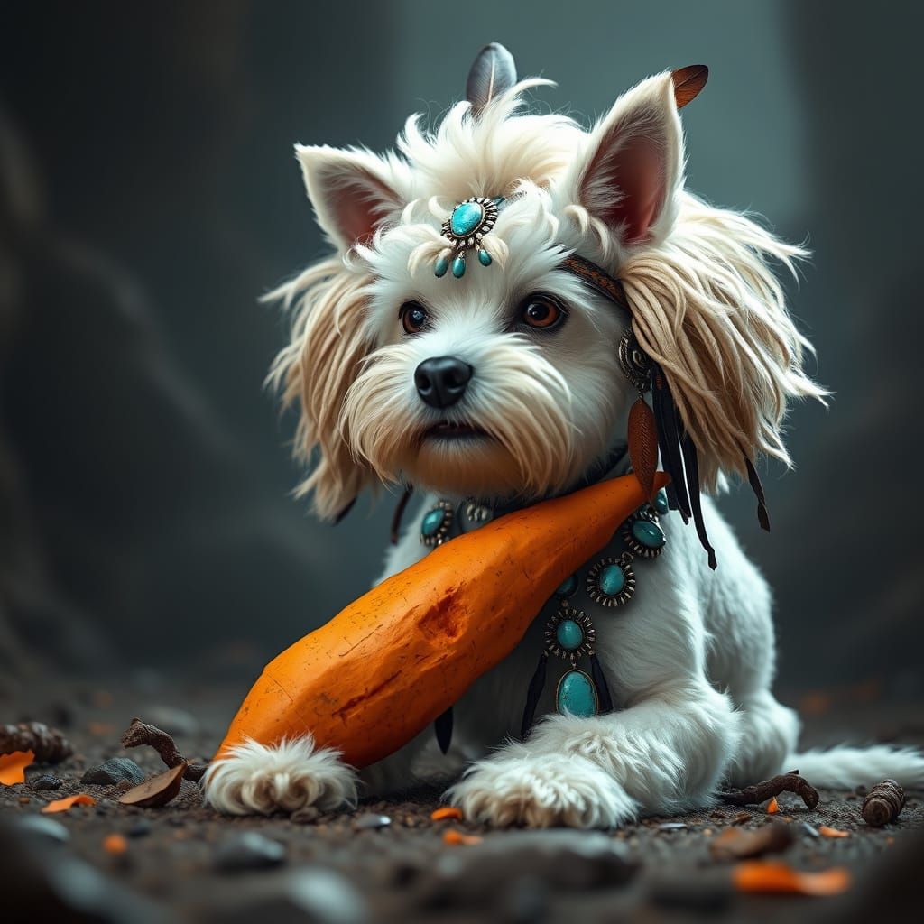 Mystical Schnauzer in a Vibrant Sweet Potato Ritual